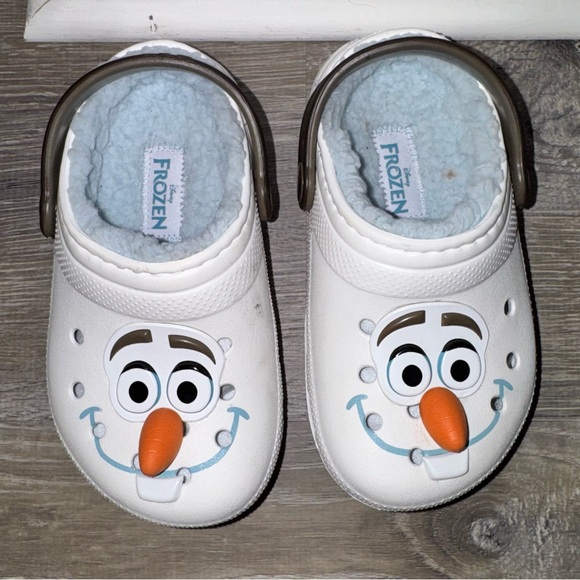 CROCS Disney Frozen Olaf lined unisex toddler boy or girl classic clogs C9 - Picture 3 of 7